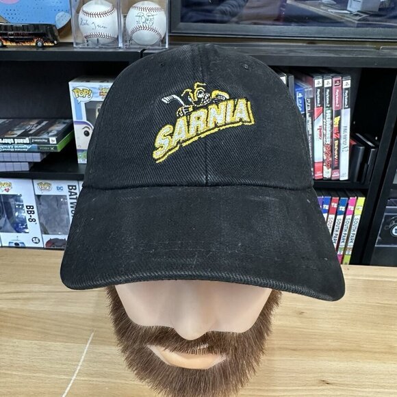 Vintage Sarnia Sting CCM Snap Back Hat Black Rare Canadian Hockey League - Picture 1 of 7